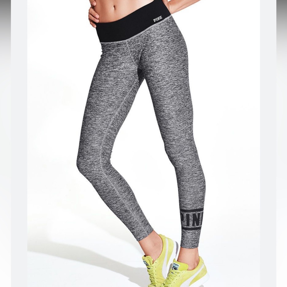 PINK Victoria Secret Black & Gray Athletic Yoga Legging Pants Size XS